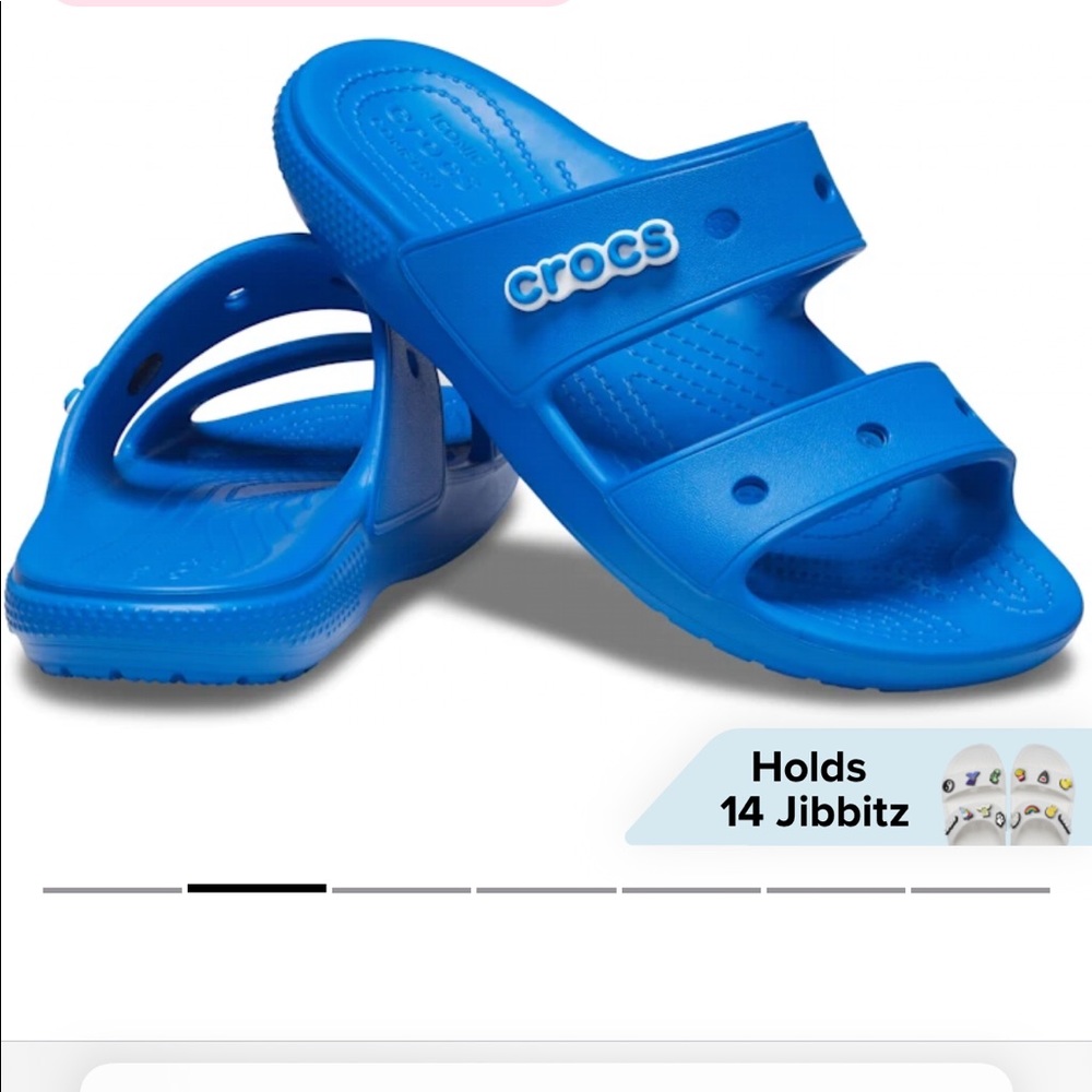 Crocs size 8, blue & orange, 20 each